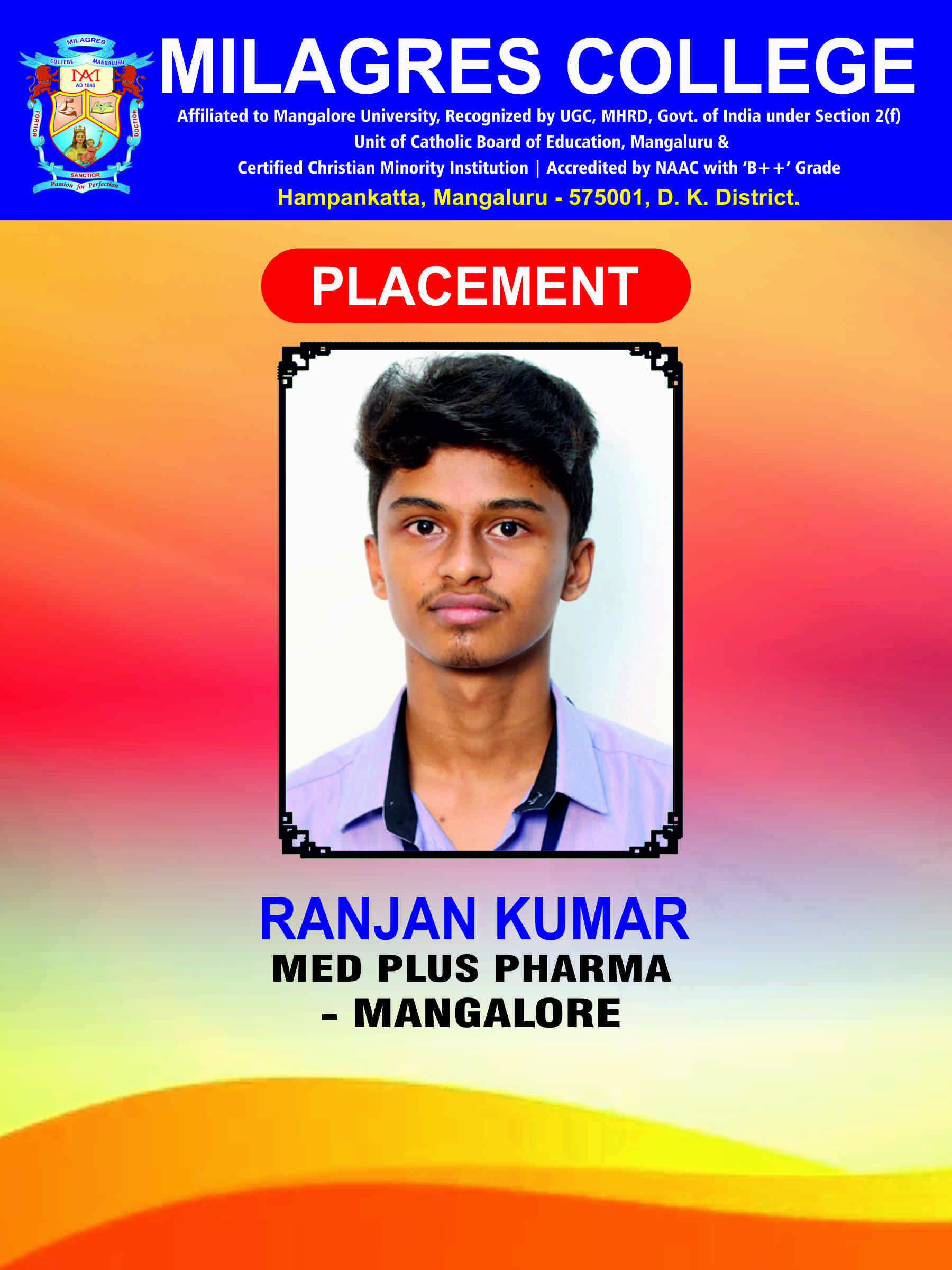 Successfully placed student